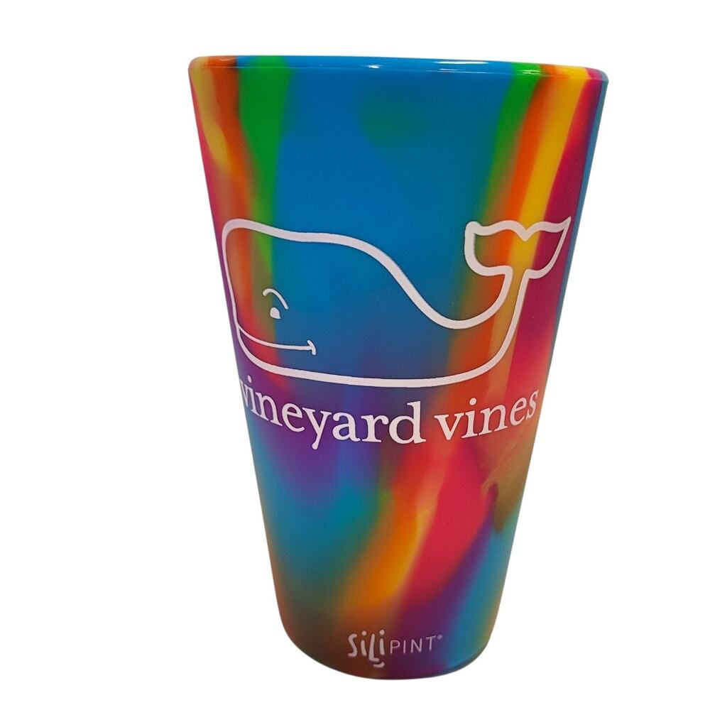 Silipint Cup Tie Dye Multicolor Vineyard Vines Logo Unbreakable Silicone Rainbow
